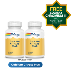 [TP] SOLARAY CALCIUM CITRATE PLUS 90S EXTRA 30% TWINPACK -MAL19984099X (FREE Solaray Chromium)